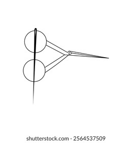 A simple and smart sewing logo design. Featuring a needle and thread in the shape of Scissors.