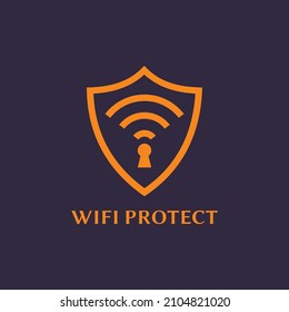 logotipo de línea de arte simple de protección wifi inteligente. muy adecuado para diseño gráfico y de iconos
