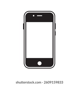 Simple Smartphone Icon Black and White Mobile Phone Graphic