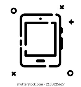 Simple smartphone icon design, vector illustration with dotted line style, best used for banner or web application