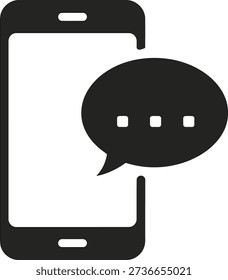 Simple smartphone icon with speech bubble, representing modern mobile communication and messaging