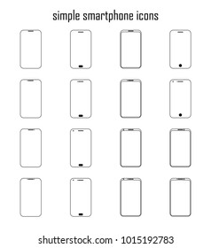 Simple smartphone icons with different designs
