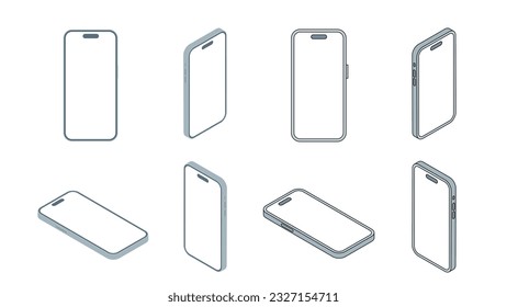 simple smartphone isometric icon set