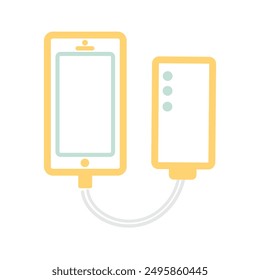 Simple smartphone and mobile battery illustration