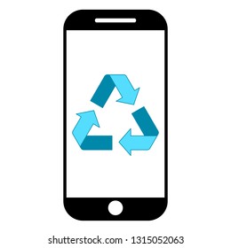 Simple smartphone recycling logo design concept
