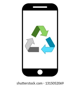 Simple smartphone recycling logo design concept