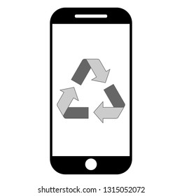 Simple smartphone recycling logo design concept