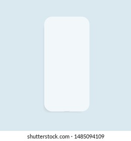 Simple smartphone vector mockup. Trendy clay mobile phone template with blank screen for design app.