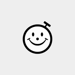 Simple Smile Clock Logo Vector Illustration Template Design