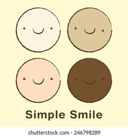 Simple smile of different. Happy emotion of people different skin.