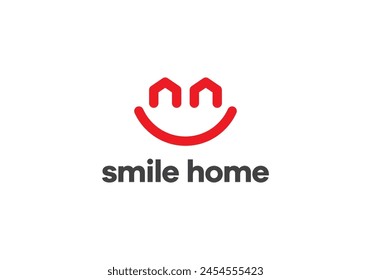 simple smile home logo icon vector design