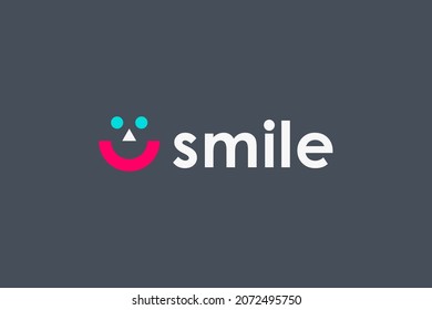 Imagen del logotipo de sonrisa simple aislada en fondo oscuro. Elemento de plantilla de diseño de vectores planos para logotipos de marca.