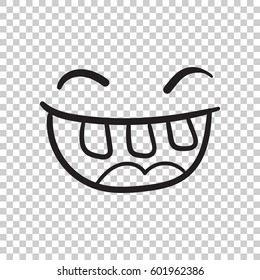 Simple smile with tongue vector icon. Hand drawn face doodle illustration on isolated background.