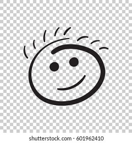 Simple smile vector icon. Hand drawn face doodle illustration on isolated background.