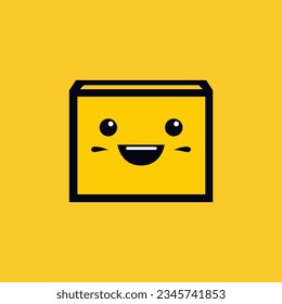 simple smiling box delivery company logo vector illustration template design