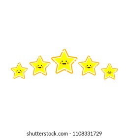 Simple smiling cartoon five stars vector character. Illustration isolated on white background.