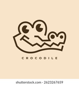 Simple smiling crocodile artwork perfect for t shirts, branding, or kids merchandise