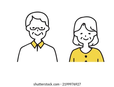  Simple smiling elderly man   elderly woman couple icon