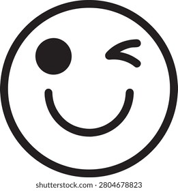 A simple smiling face with a wink expresses joy and happiness in a lighthearted and playful manner