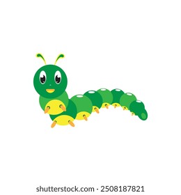 Simple Smiling Green Caterpillar Design