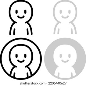 Simple smiling person icon set