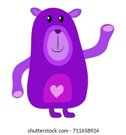 Simple smiling purple bear cartoon isolated on a white background - Eps10 vector graphics and illustration