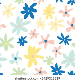 Simple Flores de Verano Vector decorativo patrón sin fisuras. Repitiendo fondo. Impresión de papel tapiz con azulejos.