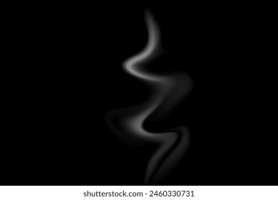 Simple smoke, hot smoke, coffee cup, food steam or vapor clouds, realistic smoke, hot dish or mug haze design elements on black background.