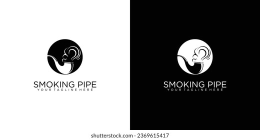 Simple smoking pipe logo design with unique concept| premium vector