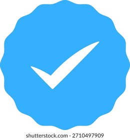 Insignia de círculo azul simple y liso con una marca de graduación blanca para verificación.