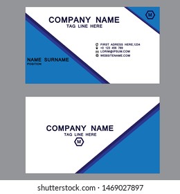 Simple smooth blue corporate business card-vector