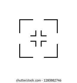 Simple sniper rifle rectangular crosshairs black icon.