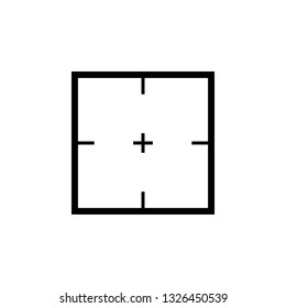 Simple sniper rifle rectangular crosshairs black icon.