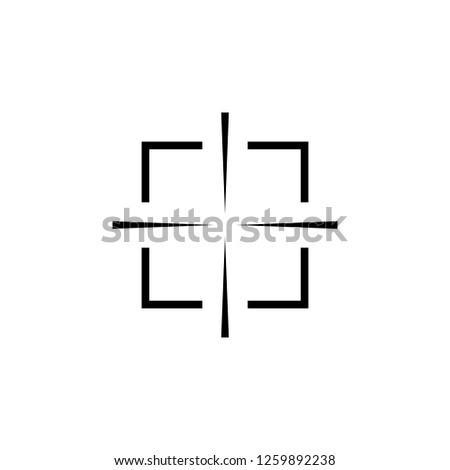 Simple sniper rifle rectangular crosshairs black icon.