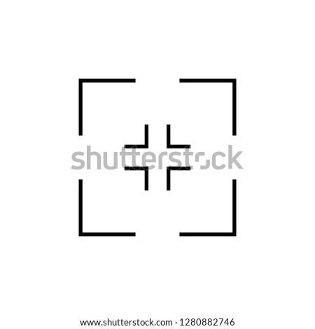 Simple sniper rifle rectangular crosshairs black icon.