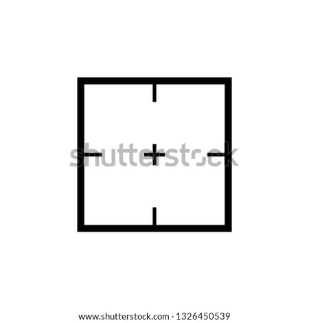 Simple sniper rifle rectangular crosshairs black icon.