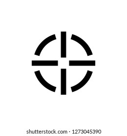 Simple sniper target black icon isolated on white background