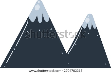 Simple Snow Mountain Icon Dark Blue Flat Design Minimalist Peak Outdoors Adventure Element