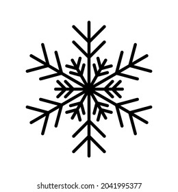 Simple snowflake of black lines. Festive decoration for New Year and Christmas