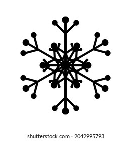 Einfache Schneeflocke schwarzer Linien. Festliche Dekoration für Neujahr und Weihnachten