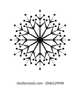 Simple snowflake of black lines. Festive decoration for New Year and Christmas
