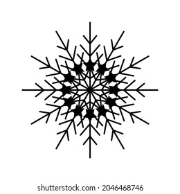Simple snowflake of black lines. Festive decoration for New Year and Christmas