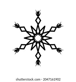 Simple snowflake of black lines. Festive decoration for New Year and Christmas