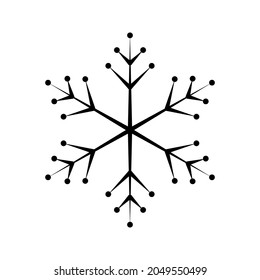 Simple snowflake of black lines. Festive decoration for New Year and Christmas