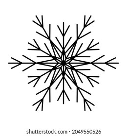 Sencillo copo de nieve de líneas negras. Decoración festiva para Año Nuevo y Navidad