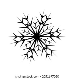 Simple snowflake of black lines. Festive decoration for New Year and Christmas