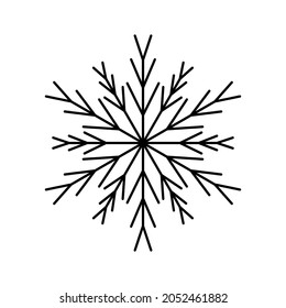 Sencillo copo de nieve de líneas negras. Decoración festiva para Año Nuevo y Navidad