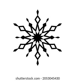 Simple snowflake of black lines. Festive decoration for New Year and Christmas