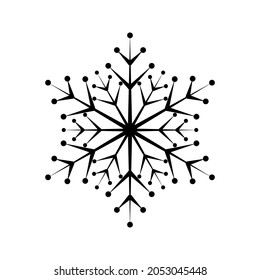 Sencillo copo de nieve de líneas negras. Decoración festiva para Año Nuevo y Navidad
