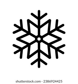 Simple snowflake christmas icon. Abstract snow logo frost cold weather. Winter precipitation. Flat vector illustration in line art style